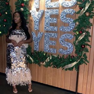 ASOS DESIGN Sequin Fringe Midi Skirt Set (Two Piece)